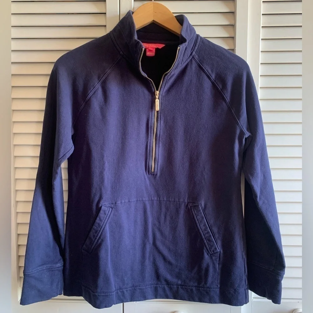 Lilly Pulitzer Women's Navy Blue 1/2 Zip Skipper Popover Pullover in Size Small